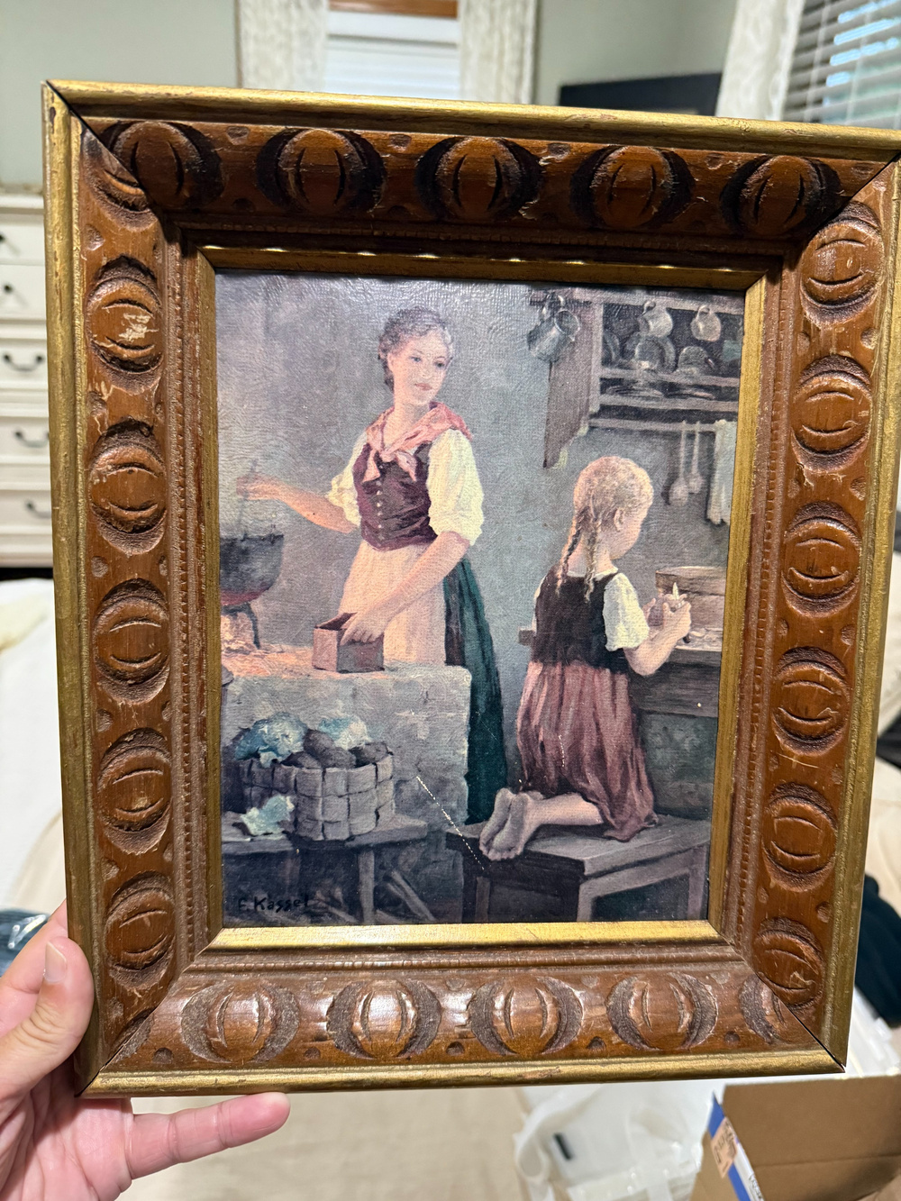 Sheffield Mother's Helper Framed Art Print 8 X 10 Vintage Kitchen Scene